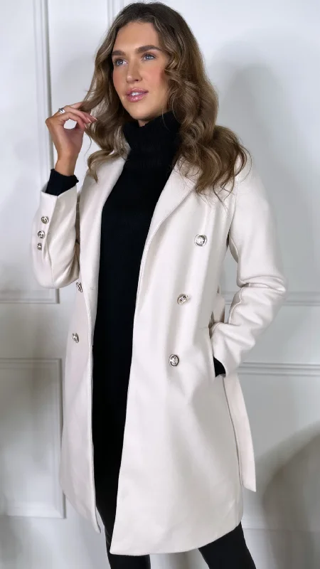 Remy Cream Buttoned Midi Coat