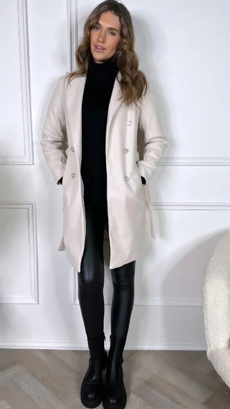 Remy Cream Buttoned Midi Coat