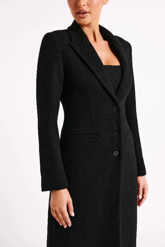 Adelaide Cinched Wool Coat - Black