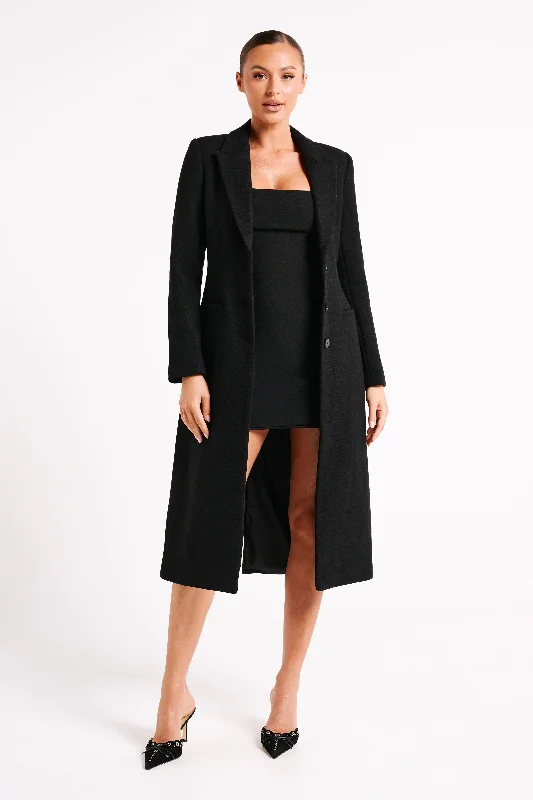 Adelaide Cinched Wool Coat - Black