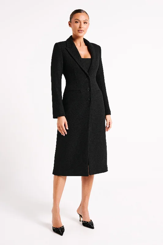 Adelaide Cinched Wool Coat - Black