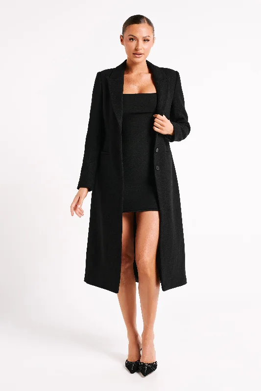 Adelaide Cinched Wool Coat - Black