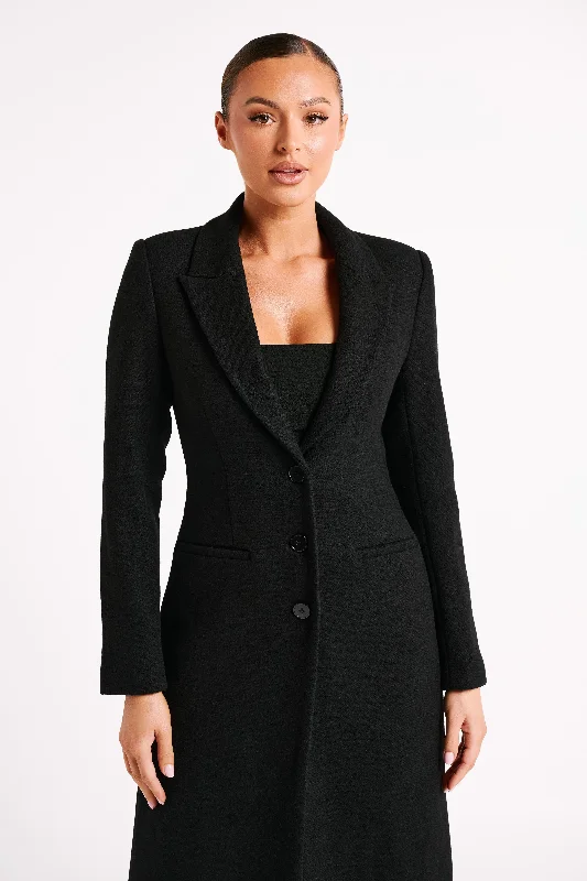 Adelaide Cinched Wool Coat - Black