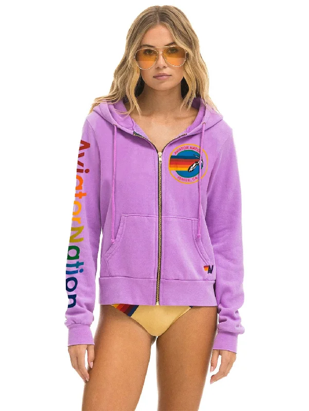 Aviator Nation Zip Logo Hoodie - Neon Purple