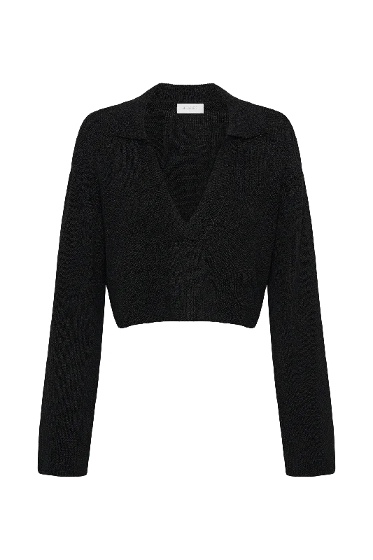 Carlota Collared Knit Jumper - Black