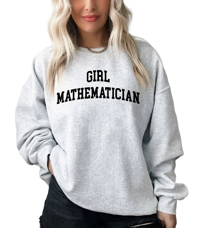 Girl Mathematician Graphic Sweatshirt In Ash Gray