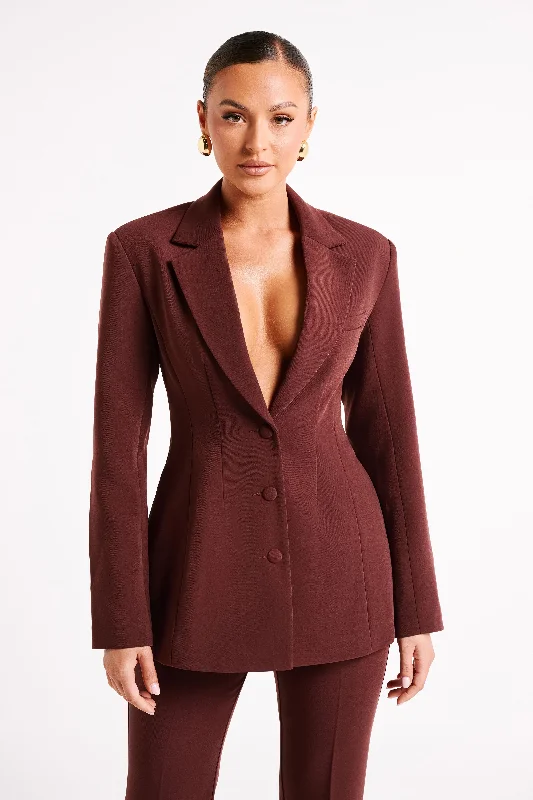 Greer Hourglass Suiting Blazer - Dark Chocolate