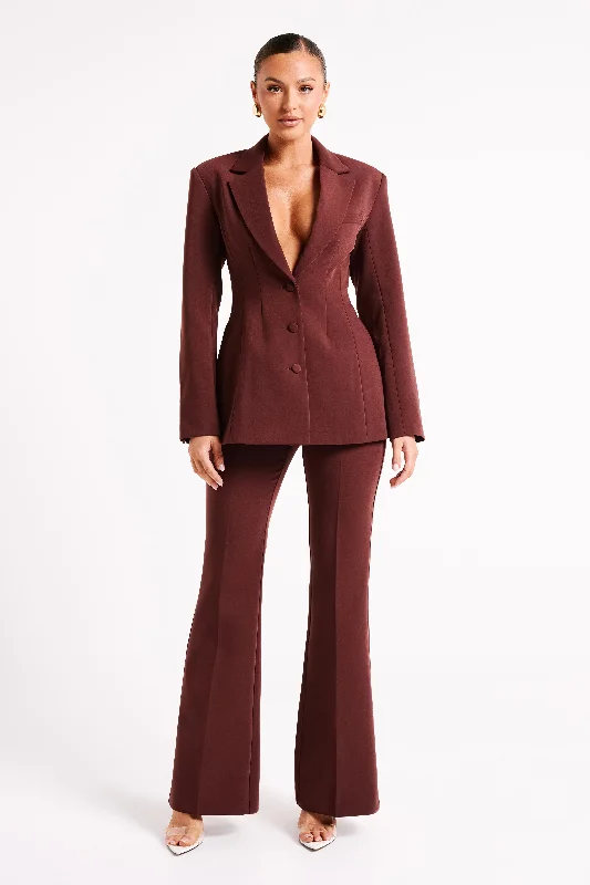 Greer Hourglass Suiting Blazer - Dark Chocolate