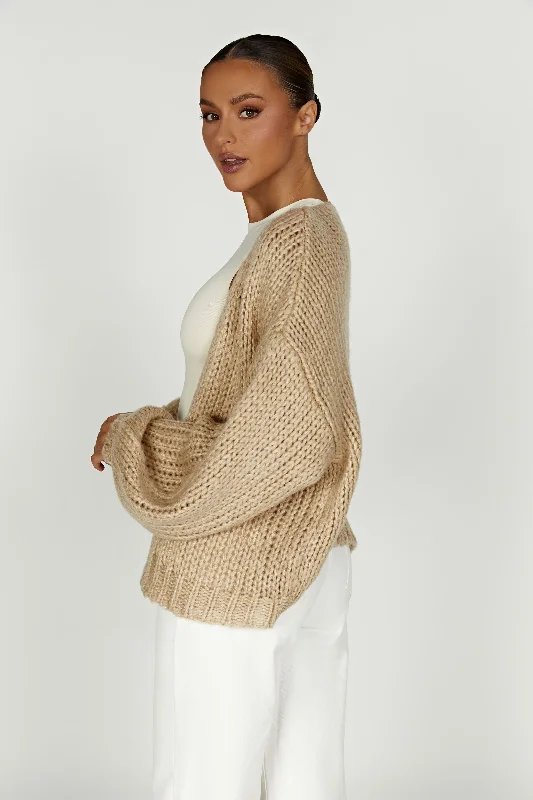 Irina Chunky Knit Cardigan - Taupe