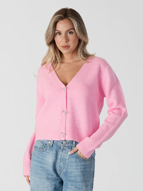 Kailie Bow Cardigan - Pink