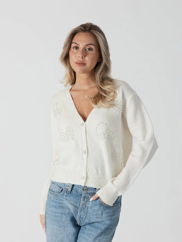 Kailie Heart Cardigan - White