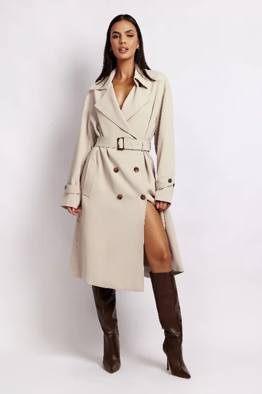 Keily Super Oversized Trench Coat - Bone