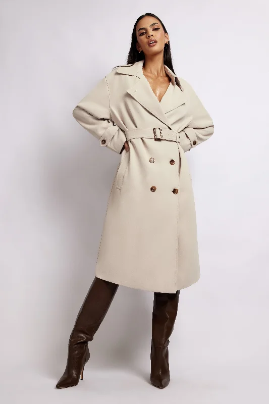 Keily Super Oversized Trench Coat - Bone