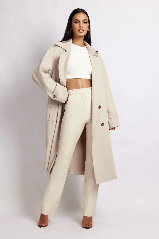 Keily Super Oversized Trench Coat - Bone