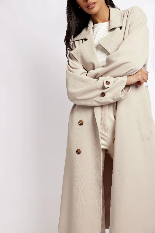 Keily Super Oversized Trench Coat - Bone