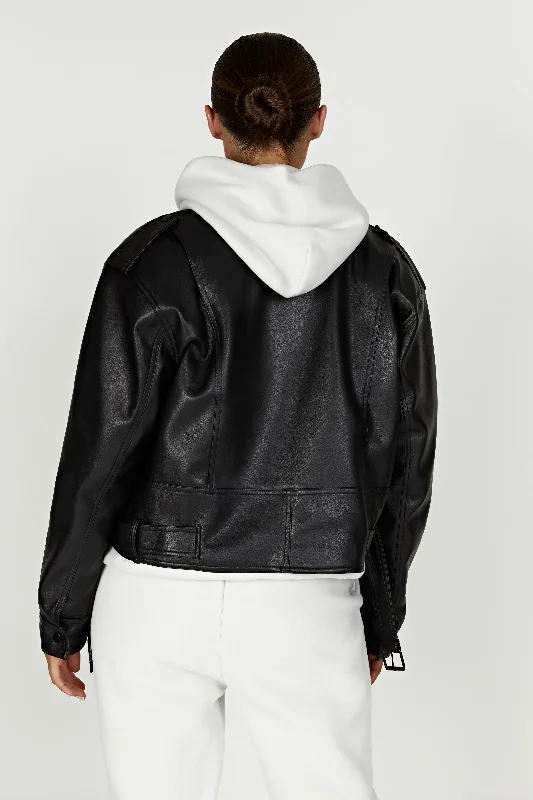 Kirby Faux Leather Jacket - Black