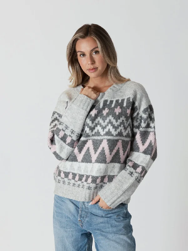 Landen Pullover - Grey/Pink