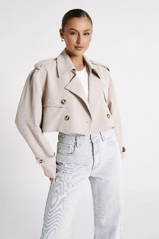 Palmer Cropped Trench Coat - Bone