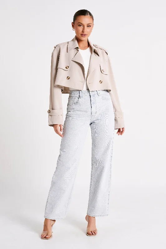 Palmer Cropped Trench Coat - Bone