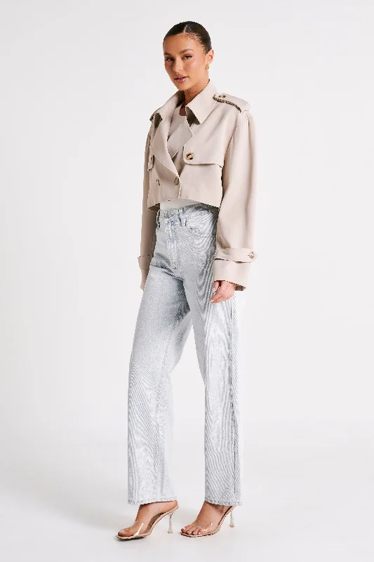 Palmer Cropped Trench Coat - Bone