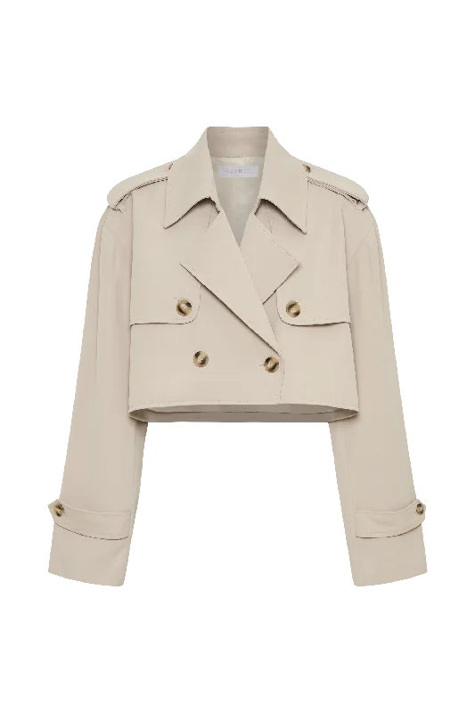 Palmer Cropped Trench Coat - Bone