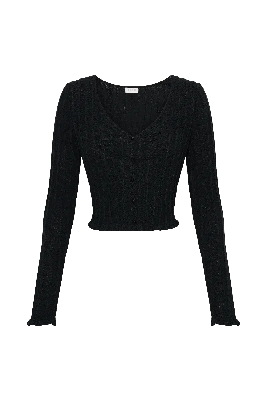 Silvia Long Sleeve Knit Cardigan - Black