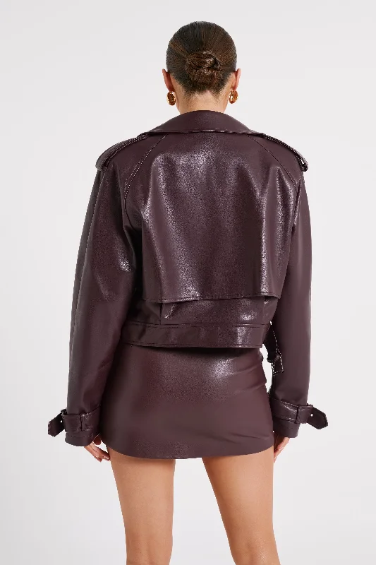 Taylor Oversized Faux Leather Jacket - Plum