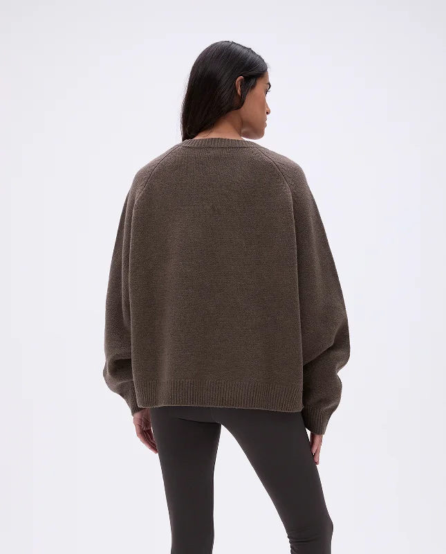 ADA Oversized Knit Sweatshirt - Dark Cocoa Brown/Cream