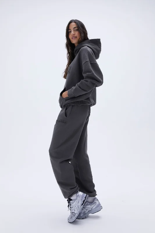 Distressed Varsity Sweatpants - Charcoal Grey