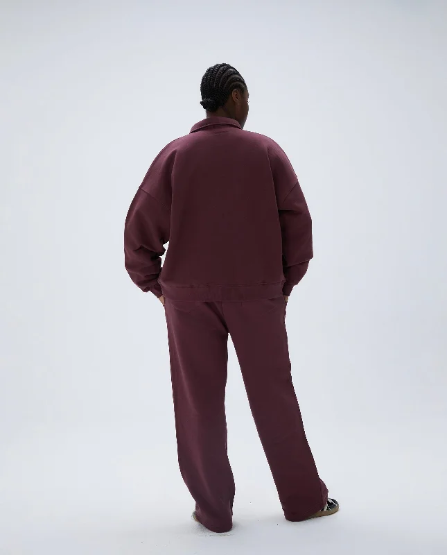 Low Rise Straight Leg Sweatpants - Burgundy