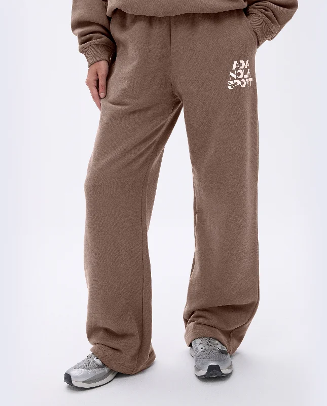 Retro Straight Leg Sweatpants - Pebble Brown/Marshmallow White