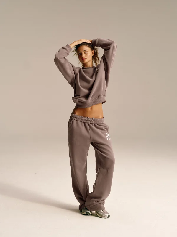 Retro Straight Leg Sweatpants - Pebble Brown/Marshmallow White