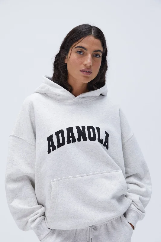 Varsity Oversized Hoodie - Light Grey Melange/Black