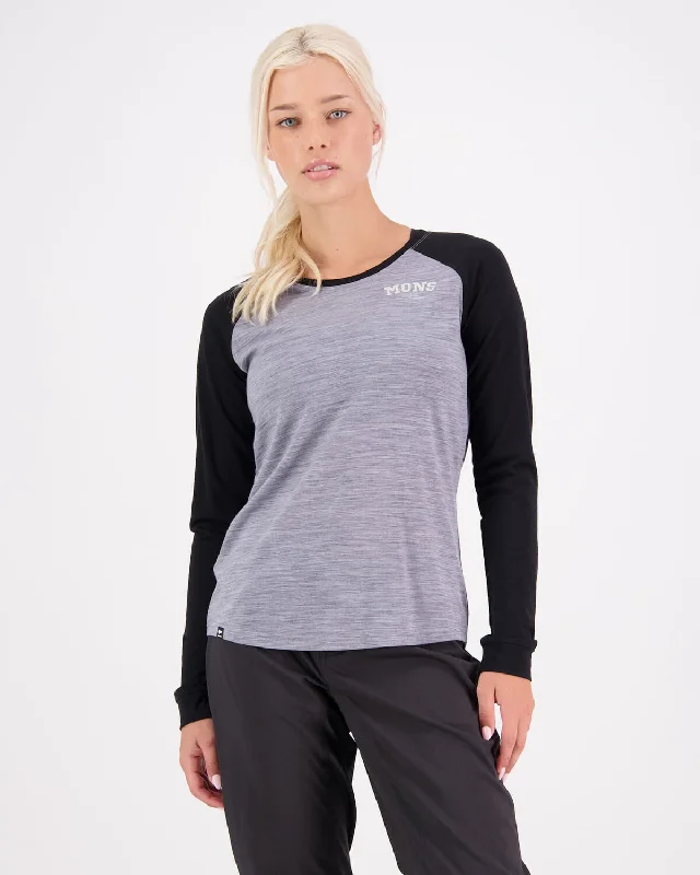 Icon Merino Air-Con Raglan - Grey Heather / Black