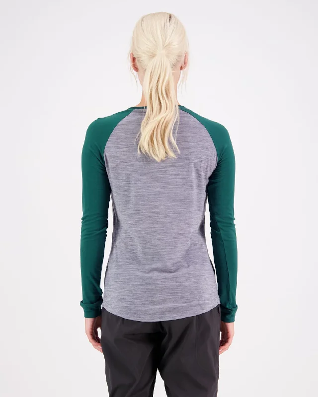 Icon Merino Air-Con Raglan - Grey Heather / Evergreen