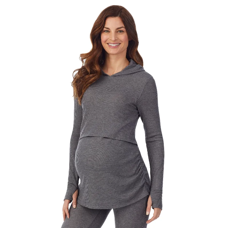 Stretch Thermal Maternity Long Sleeve Hoodie Top