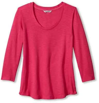 Tommy Bahama Women's Ashby Isles Rib 3/4 Sleeve Scoop T-Shirt - Glowing Azalea