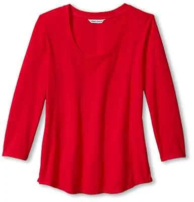 Tommy Bahama Women's Ashby Isles Rib 3/4 Sleeve Scoop T-Shirt - Tango Red