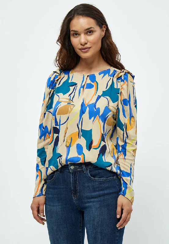 MSBinna Blouse - Royal Blue Flower Print