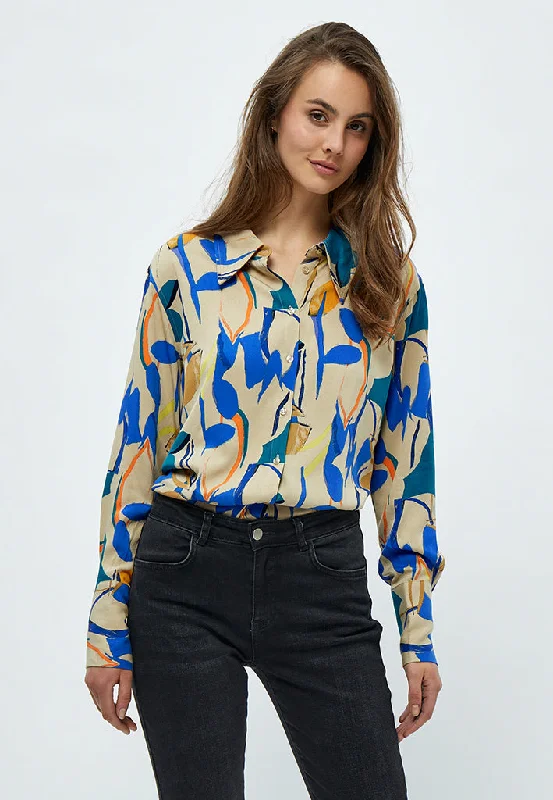 MSBinna Shirt - Royal Blue Flower Print