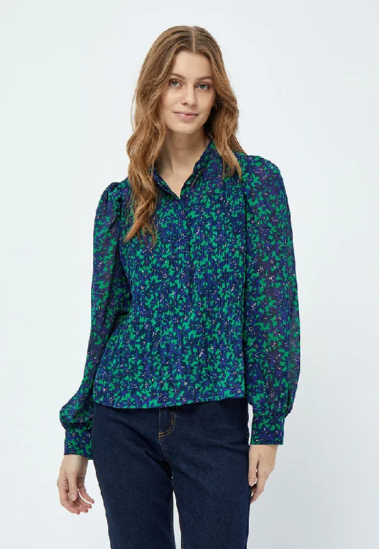 Levi Plisse Blouse - Bright Green Print