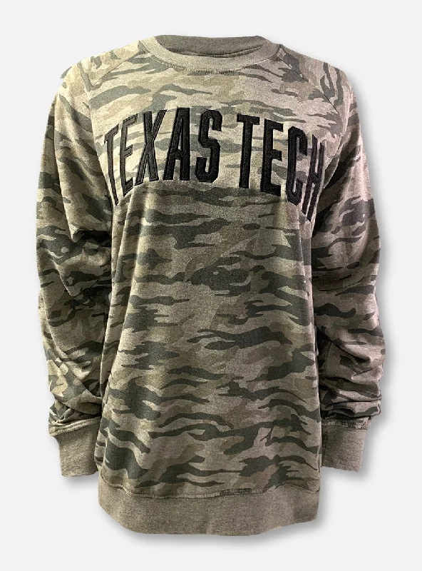 Pressbox Texas Tech Red Raiders Classic Arch In Black On ""Gulfport"" French Terry Crewneck Sweatshirt In Camo