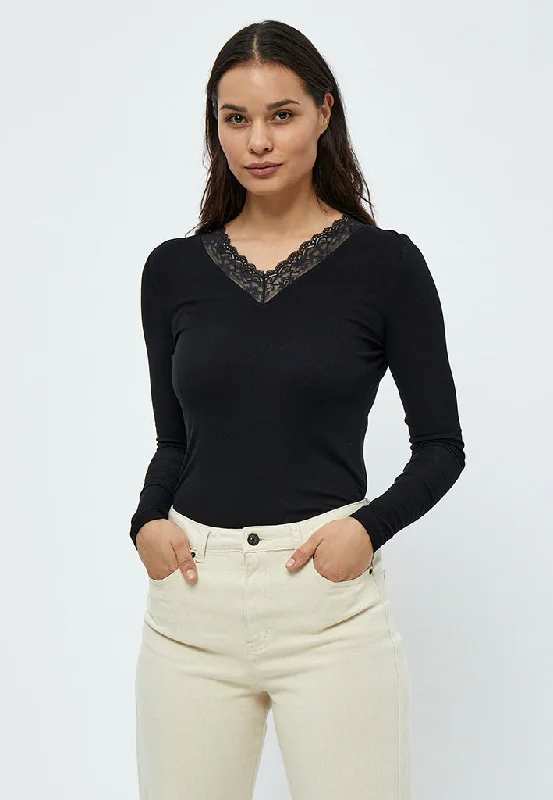 Rosalinda Rib Blouse - Black