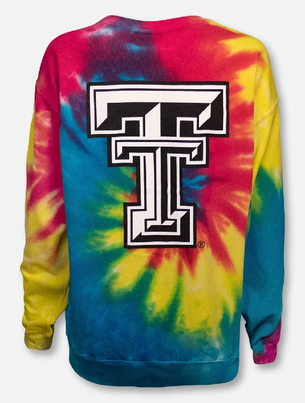 Texas Tech Red Raiders Double T Tie Dye Crew Sweatshirt