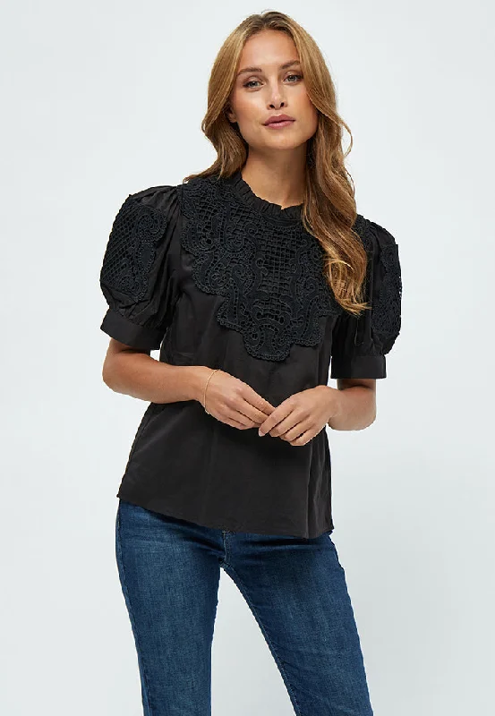 MSVictoria Embroidery Blouse - Black