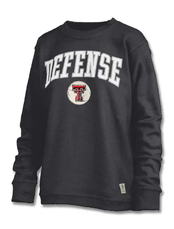 Texas Tech Press Box ""Simply Defense"" Chenille Patch Fleece Crew