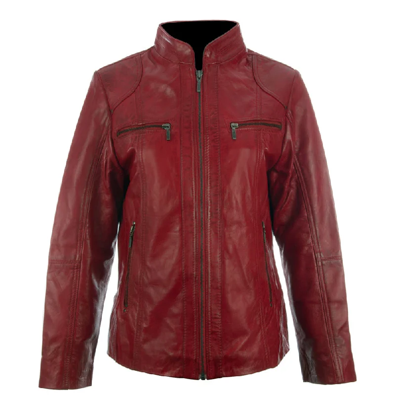 OBFQ Women's Biker Jacket - Red