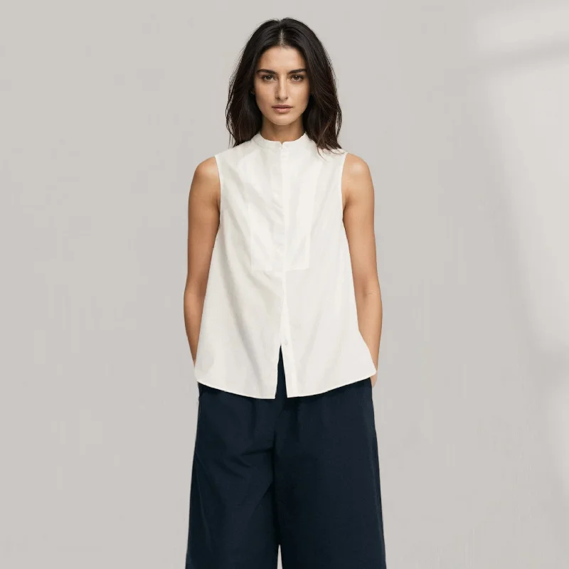 Laura - Organic Cotton Sleeveless Shirt | White