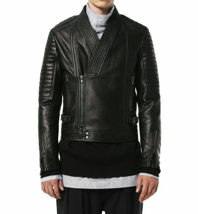 Mens Black Bomber Quilted Leather fashion Stylish Jacket