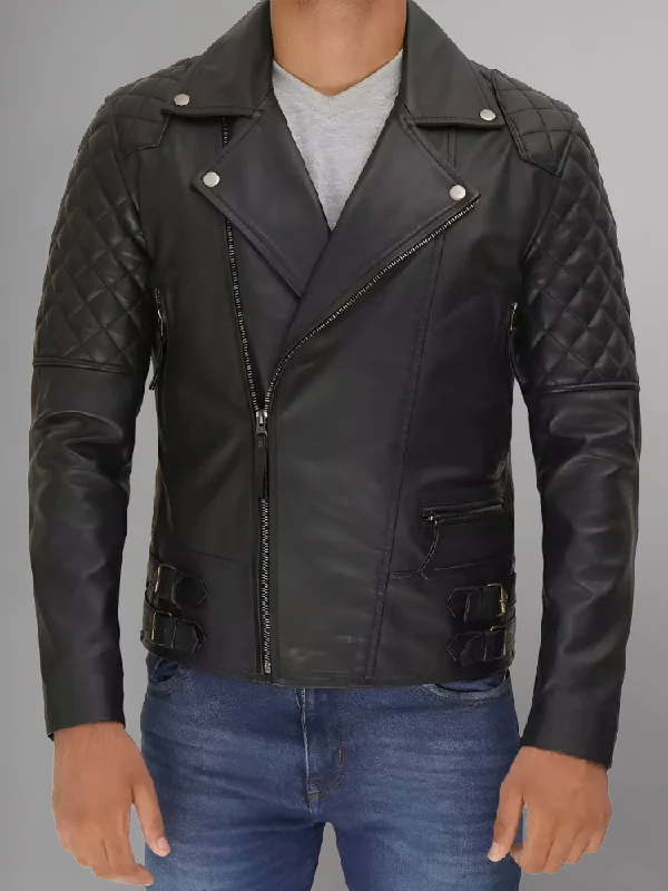 Men's Genuine Lambskin Leather Vintage Motorcycle Jacket